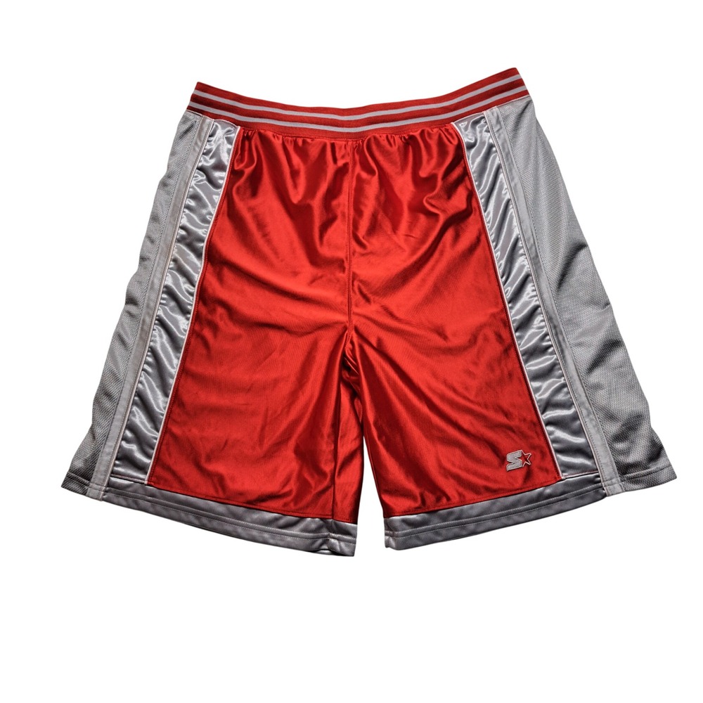 Starter Basketball Shorts Mens 2XL Red Excellent Ohio State Buckeyes Shiny Mesh